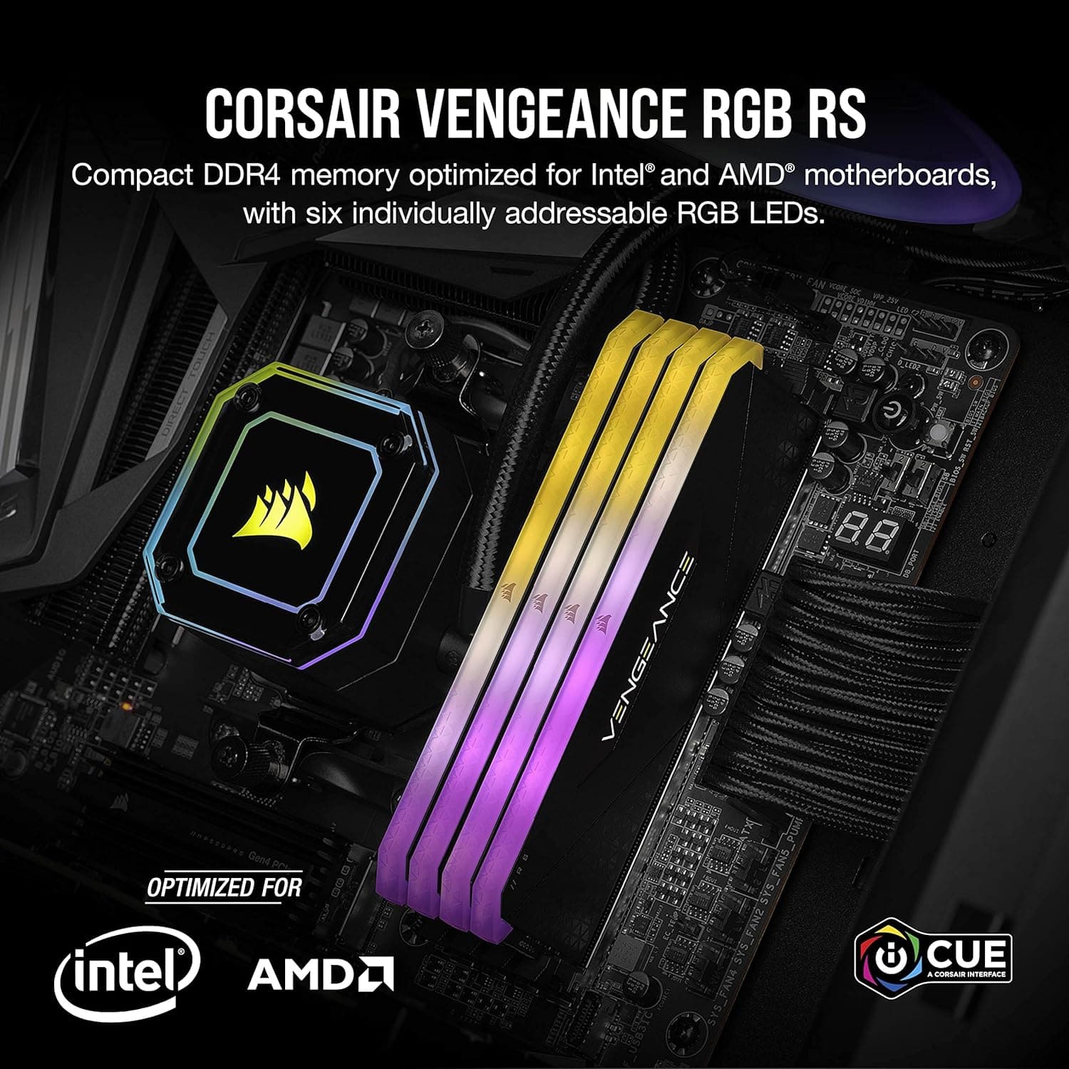 Buy Corsair,Corsair VENGEANCE RGB RS DDR4 RAM 16GB (1x16GB) 3200MHz CL16 Intel XMP 2.0 AMD Ryzen iCUE Compatible Computer Memory - Black - Gadcet UK | UK | London | Scotland | Wales| Ireland | Near Me | Cheap | Pay In 3 | Computer Components